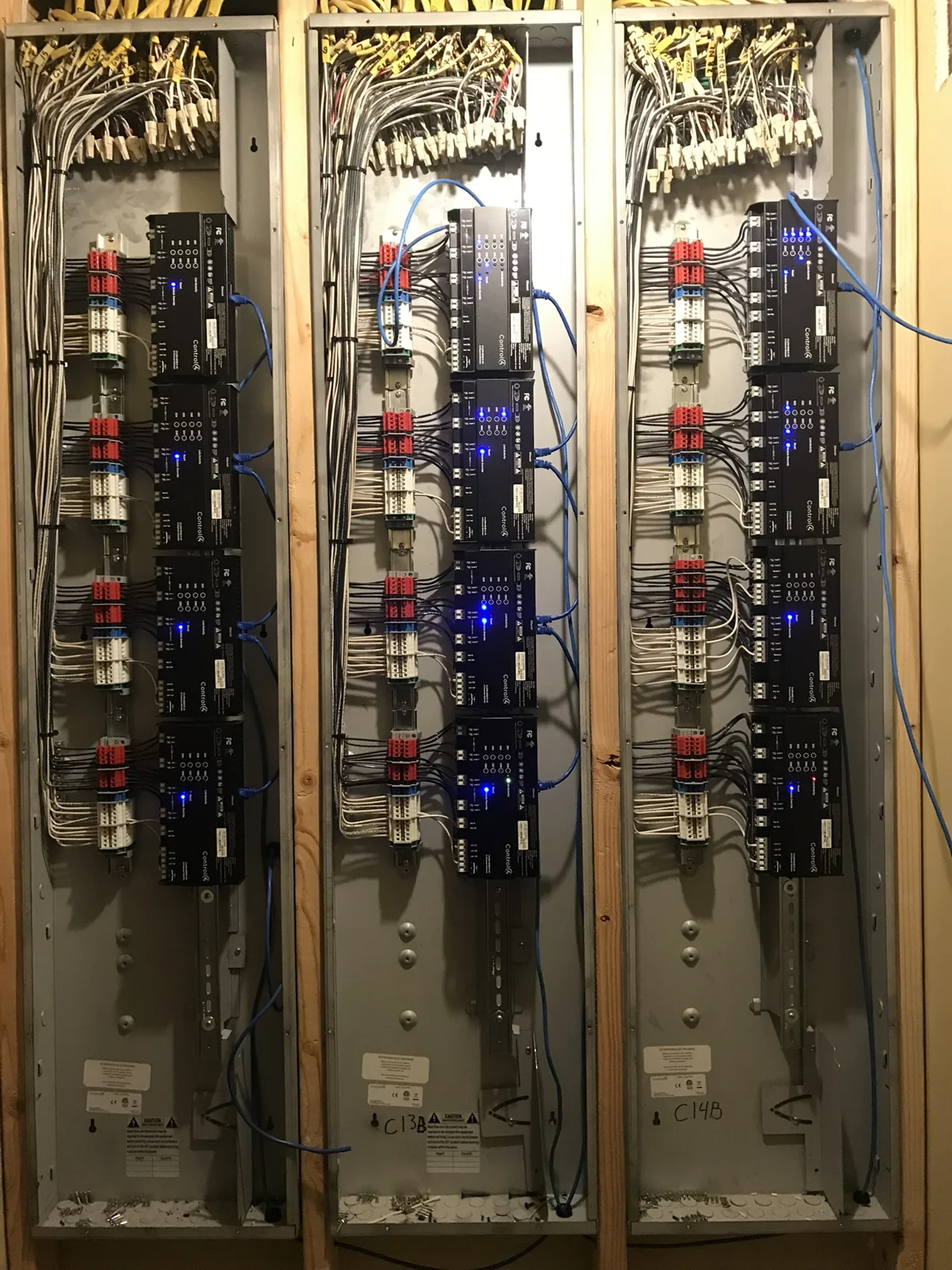 Electrical panel wiring and breaker arrangement